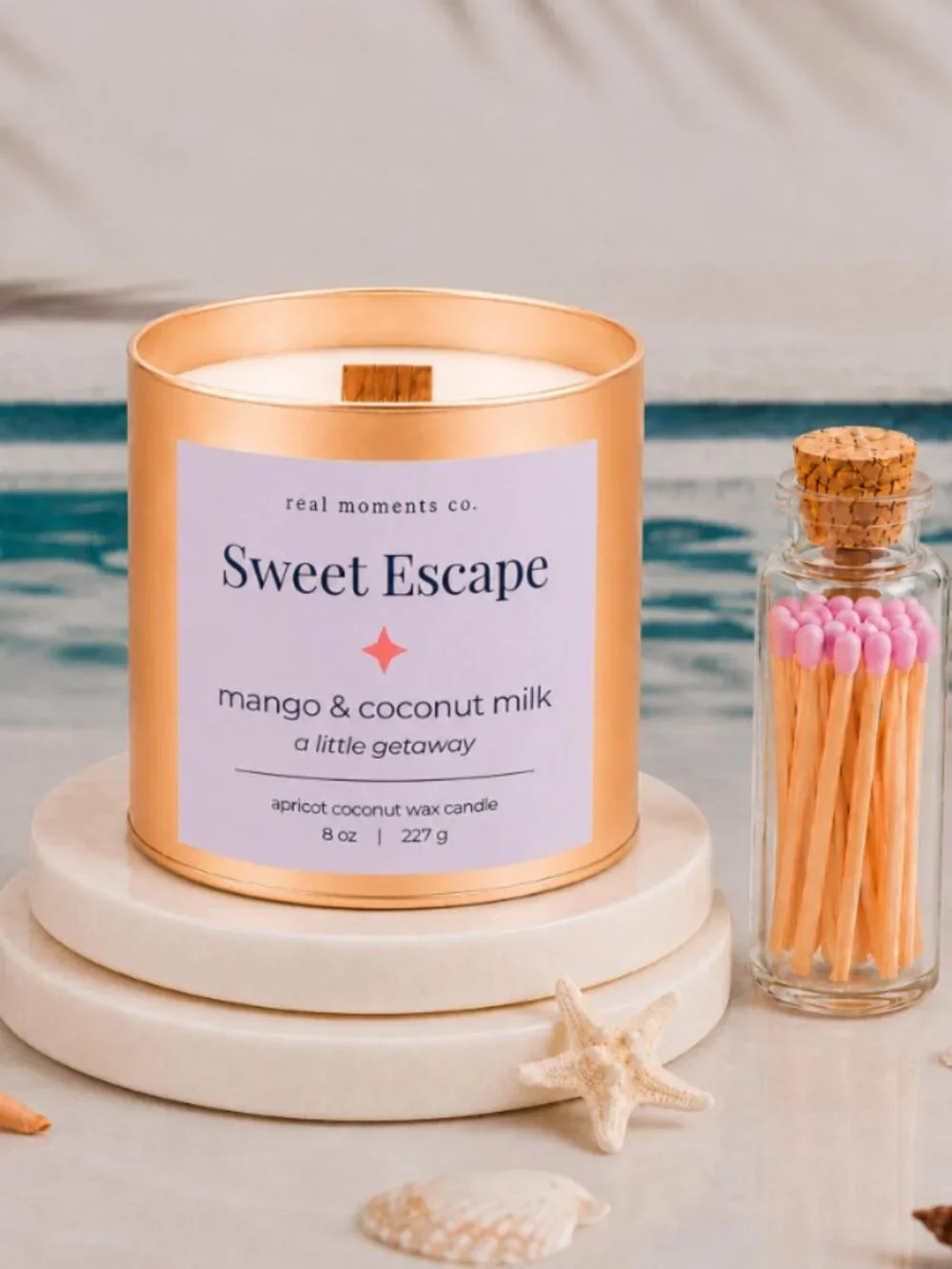Sweet Escape Candle, Mango & Coconut Milk, Self Care Candle Gift Set